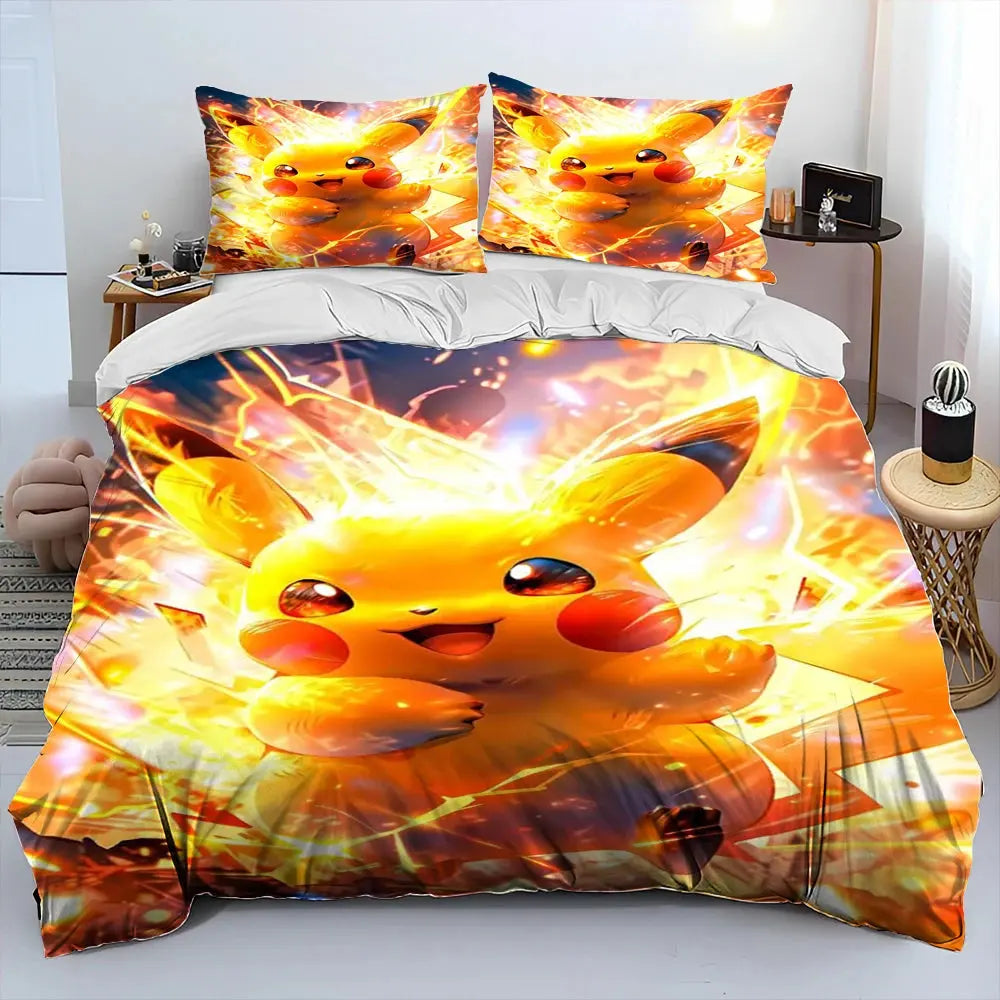 Pikachu Pokémon 3D Bedding Set – Duvet Cover & Pillowcase for Kids Trikidsworld