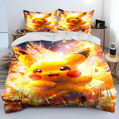 Pikachu Pokémon 3D Bedding Set – Duvet Cover & Pillowcase for Kids Trikidsworld