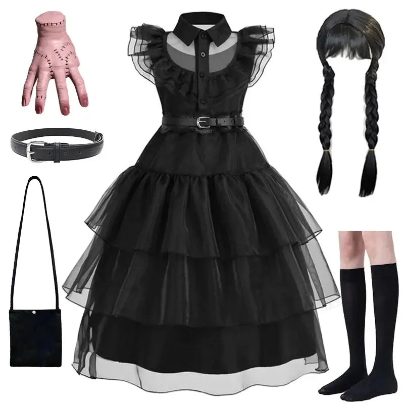Horror Movie Wed Costume Girls Halloween Black Events Cosplay Dress Children Fashion Gothic Vestido Kids Evening Party Clothes Trikidsworld