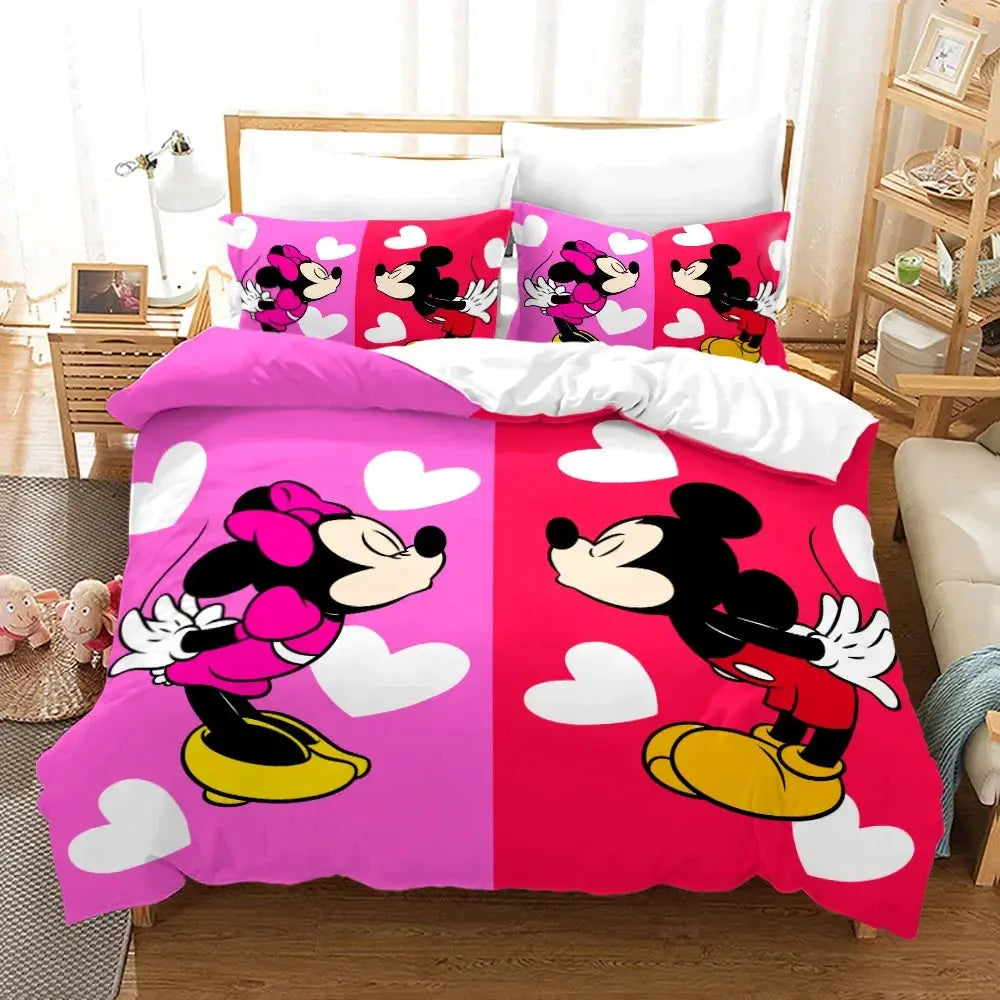 Mickey Minnie Mouse Bedding Sets Comforter Quilt Bed Cover Duvet Cover Pillow Case 2-3 Pieces Sets Kids Adult Size Trikidsworld