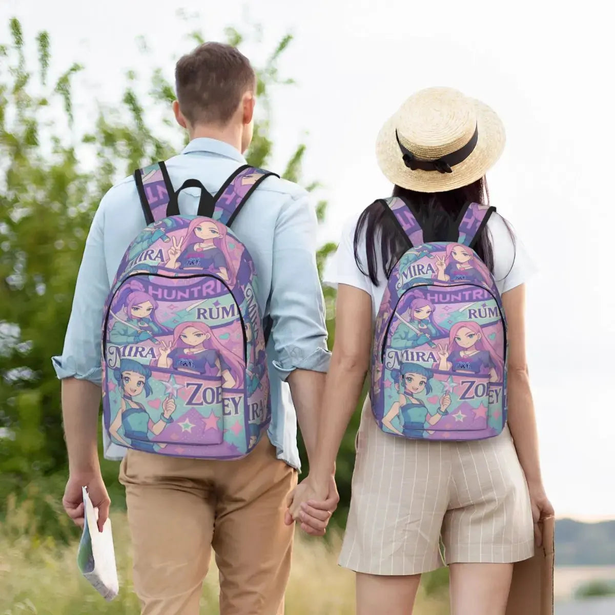 Huntrix Girls Kpop Demon Hunter Rumi Mira Zoey Retro Backpack Teen Large Backpacks Polyester Casual School Bags Travel Rucksack Trikidsworld