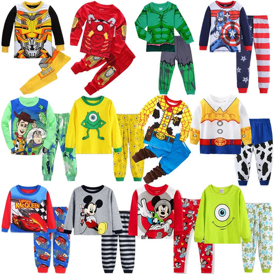 Spring Autumn Children's Mickey Clothing Sets Boys Sleepwear Clothes Kids Iron Man Pajamas Set Baby Girls Cotton Cartoon Pijamas Trikidsworld