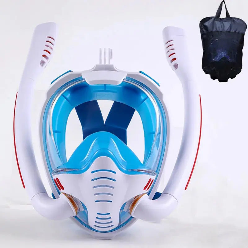 Snorkeling Mask Double Tube Silicone Full Dry Diving Mask Adult Swimming Mask Diving Goggles Self Contained Underwater Breathing Trikidsworld