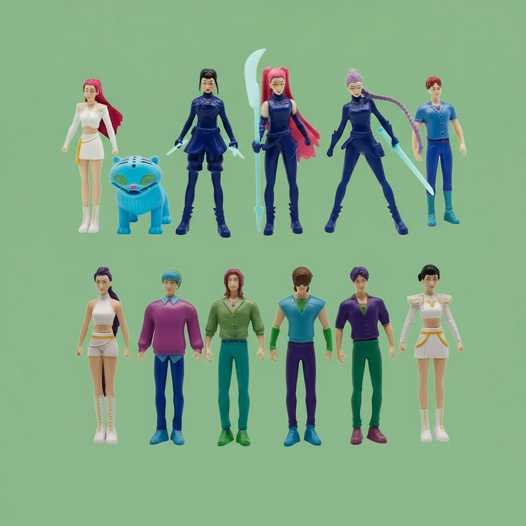 12pcs/Set Kpop Demon Hunters Action Figure Toy Derpys Tiger Rumi Mira Zoey Sussy Figurine Doll For Fans Gift Trikidsworld