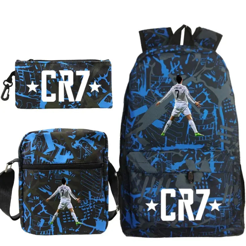 CR7 3pcs Backpack Set – School & Travel Bags for All Ages Trikidsworld