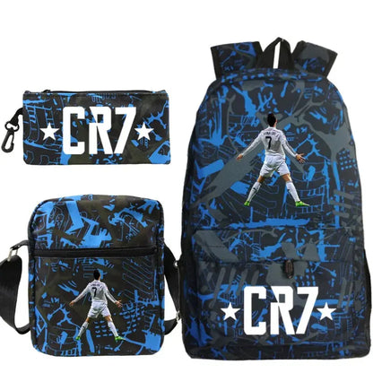 CR7 3pcs Backpack Set – School & Travel Bags for All Ages Trikidsworld