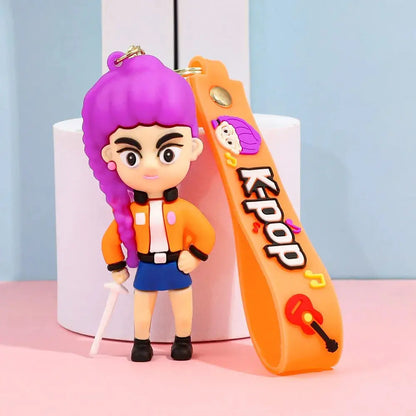 3D Printed Anime Movie Kpop Demon Hunters Girls Derpy Keychains Doll Cute Tiger Action Model Toy Collection Gifts Trikidsworld