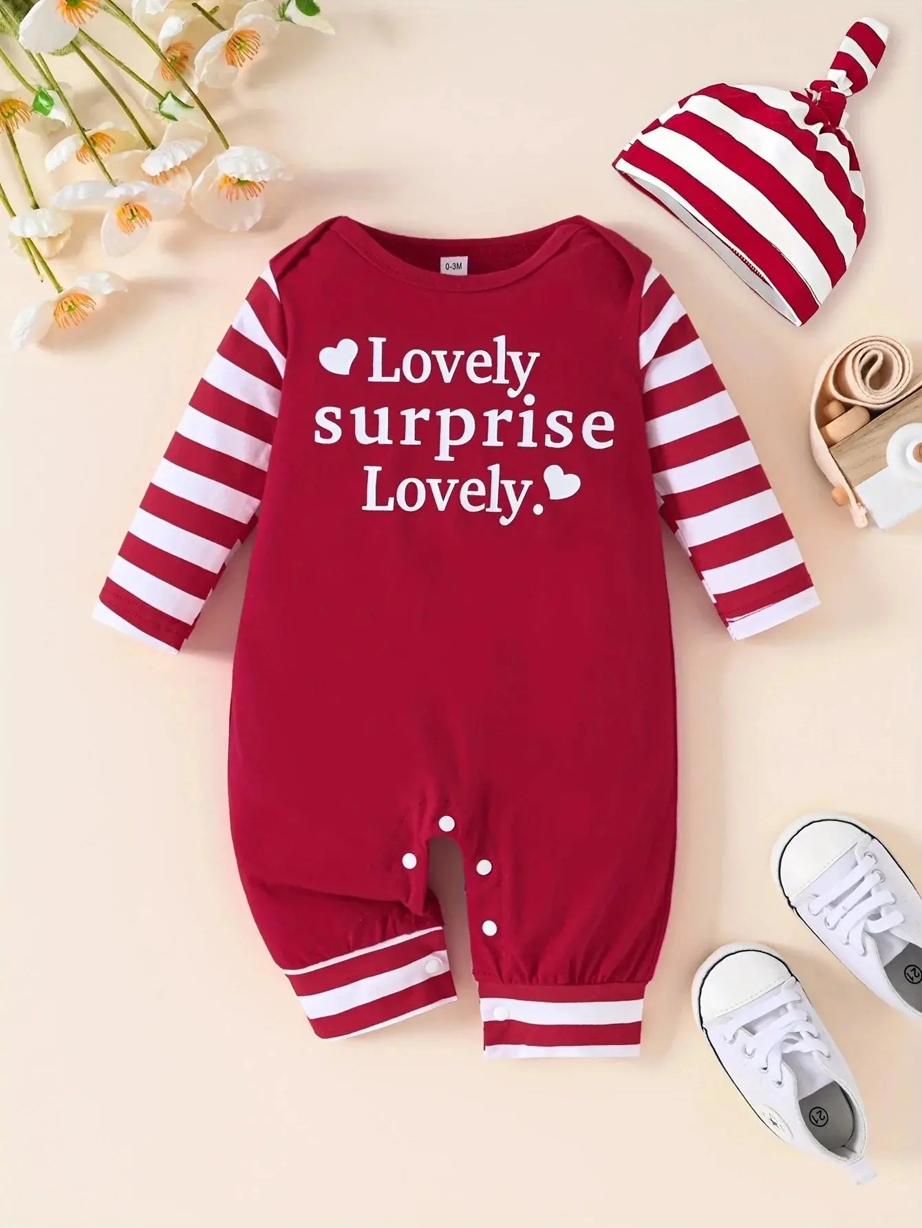 0-18 Months Spring Autumn Baby Boys And Girls Christmas Day Style Monogram Print Panels Striped Long Sleeve Climbing Suit Trikidsworld