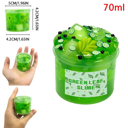 70/300ml Large Crunchy Crystal Slime Kit - Leaf Watermelon Grape Premade Slime Pack Set Non-Sticky Jelly Cube Slime for Party Trikidsworld