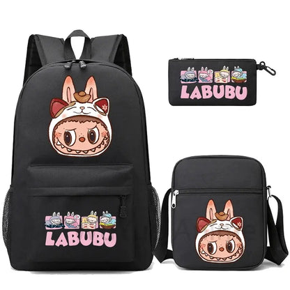 3Pcs/set Cartoon Printed Backpack Teenager Student Boy Girl Schoolbag Larger Capacity Bagpack Travel Bag Kid Gift Mochila Trikidsworld