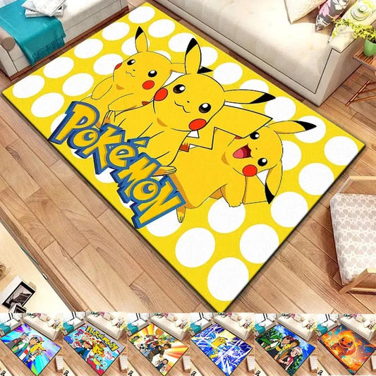 MINISO DISNEY Pikachu Cartoon Carpet Animation for Children Living Room Bedroom Floor Mat Kitchen Children's Bedroom Rug Decor Trikidsworld