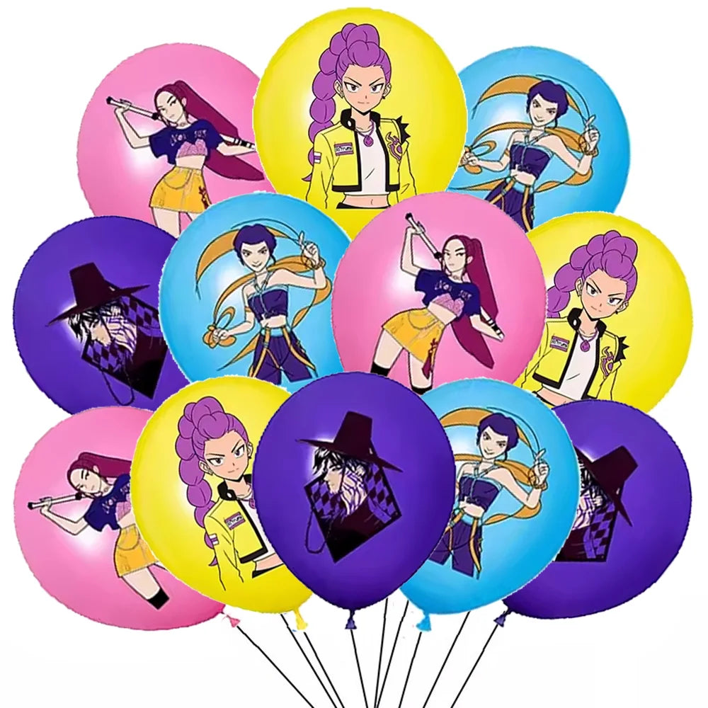 Demon Hunters Birthday Party Decor Tableware Banner Decorations Cake Topper Balloon Girl Kid Korean Kpop Anime Party Supplie Set Trikidsworld
