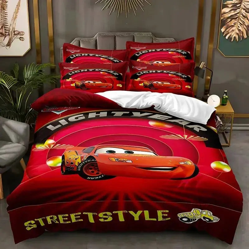 Cartoon Cars Bedding Set Lightning McQueen Duvet Cover Boy's Bedclothes Bed Linen Gift for Kids Trikidsworld