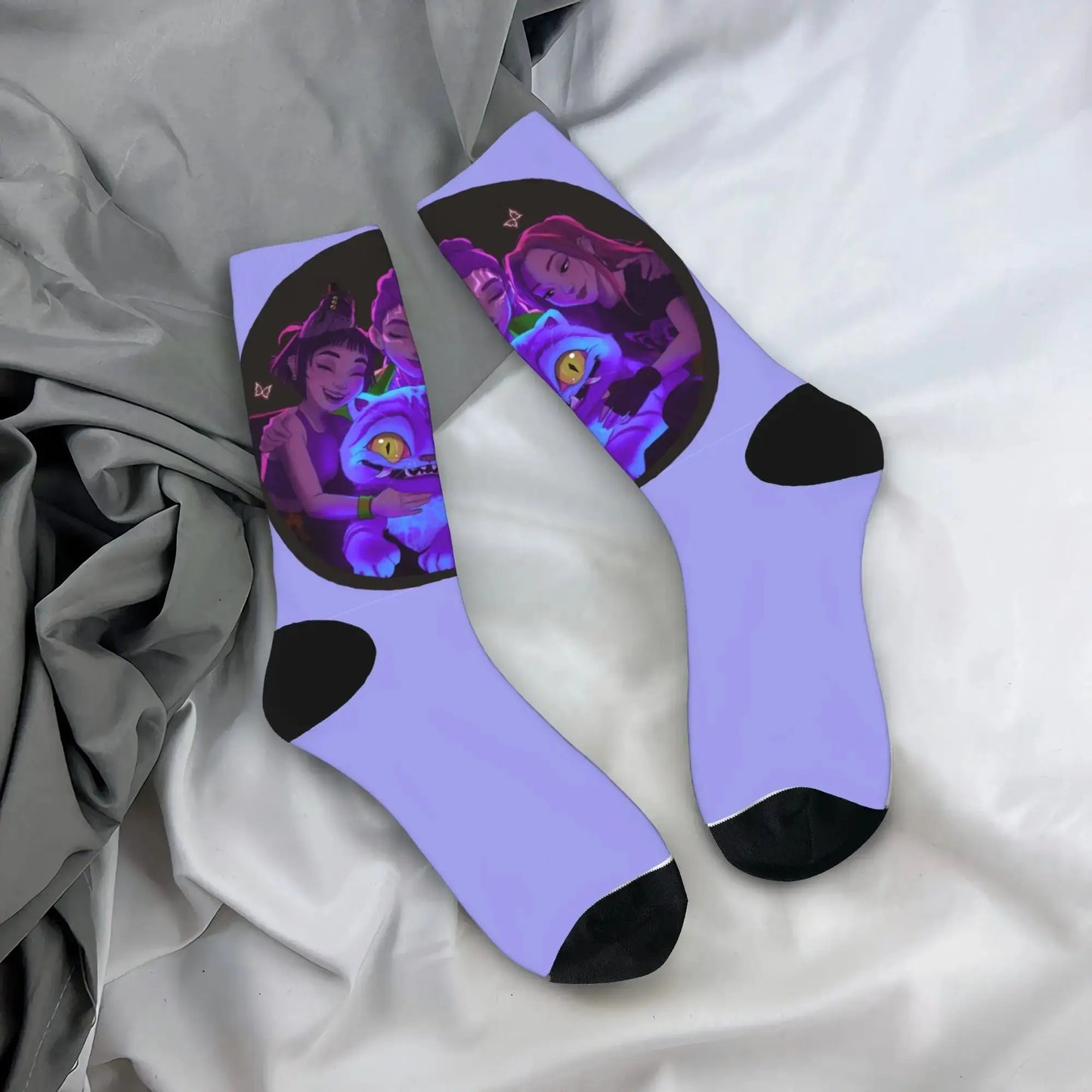 Baby Saja KPop Demon Hunters Chibi Art Stockings Custom Leisure Socks Autumn Non Skid Socks Men Outdoor Sports Medium Soft Socks Trikidsworld