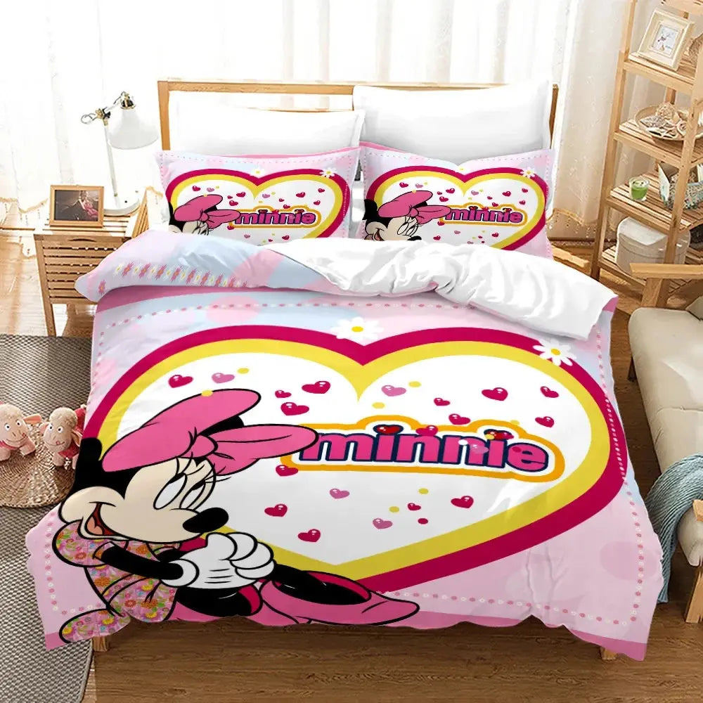 Mickey Minnie Mouse Bedding Sets Comforter Quilt Bed Cover Duvet Cover Pillow Case 2-3 Pieces Sets Kids Adult Size Trikidsworld