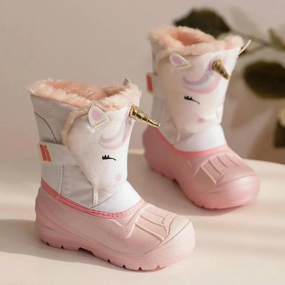 Kids Snow Boots  Unicorn Waterproof Slip Resistant Cold Weather Shoes Boy Girls Rubber Boots Winter Fashion Hiking Sneakers Trikidsworld