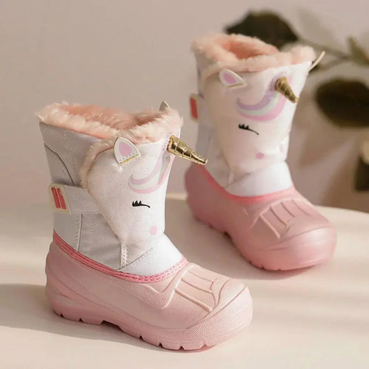 Kids Snow Boots  Unicorn Waterproof Slip Resistant Cold Weather Shoes Boy Girls Rubber Boots Winter Fashion Hiking Sneakers Trikidsworld