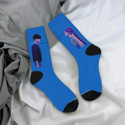Baby Saja KPop Demon Hunters Chibi Art Stockings Custom Leisure Socks Autumn Non Skid Socks Men Outdoor Sports Medium Soft Socks Trikidsworld