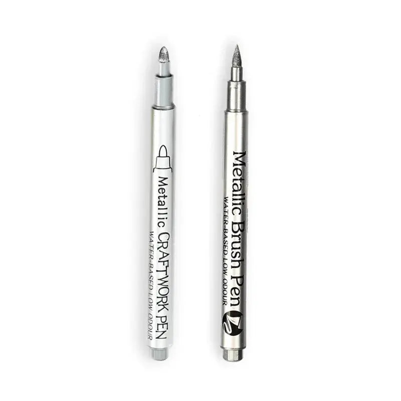 2/1Pc Brush Metallic Marker Pens Gold Silver Color Permanent Art Marker For Manga Crafts Scrapbooking School Stationery Supplies Trikidsworld