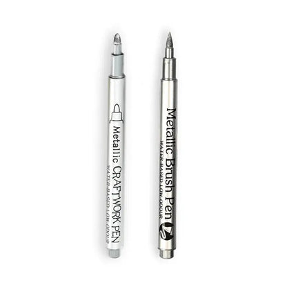 2/1Pc Brush Metallic Marker Pens Gold Silver Color Permanent Art Marker For Manga Crafts Scrapbooking School Stationery Supplies Trikidsworld