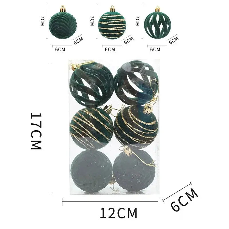 6/12pcs Velvet Christmas Tree Hanging Balls 6cm Flocked Ball Set Break-Resistant Ornaments for Home Holiday Wedding Party Decor Trikidsworld