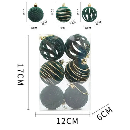 6/12pcs Velvet Christmas Tree Hanging Balls 6cm Flocked Ball Set Break-Resistant Ornaments for Home Holiday Wedding Party Decor Trikidsworld