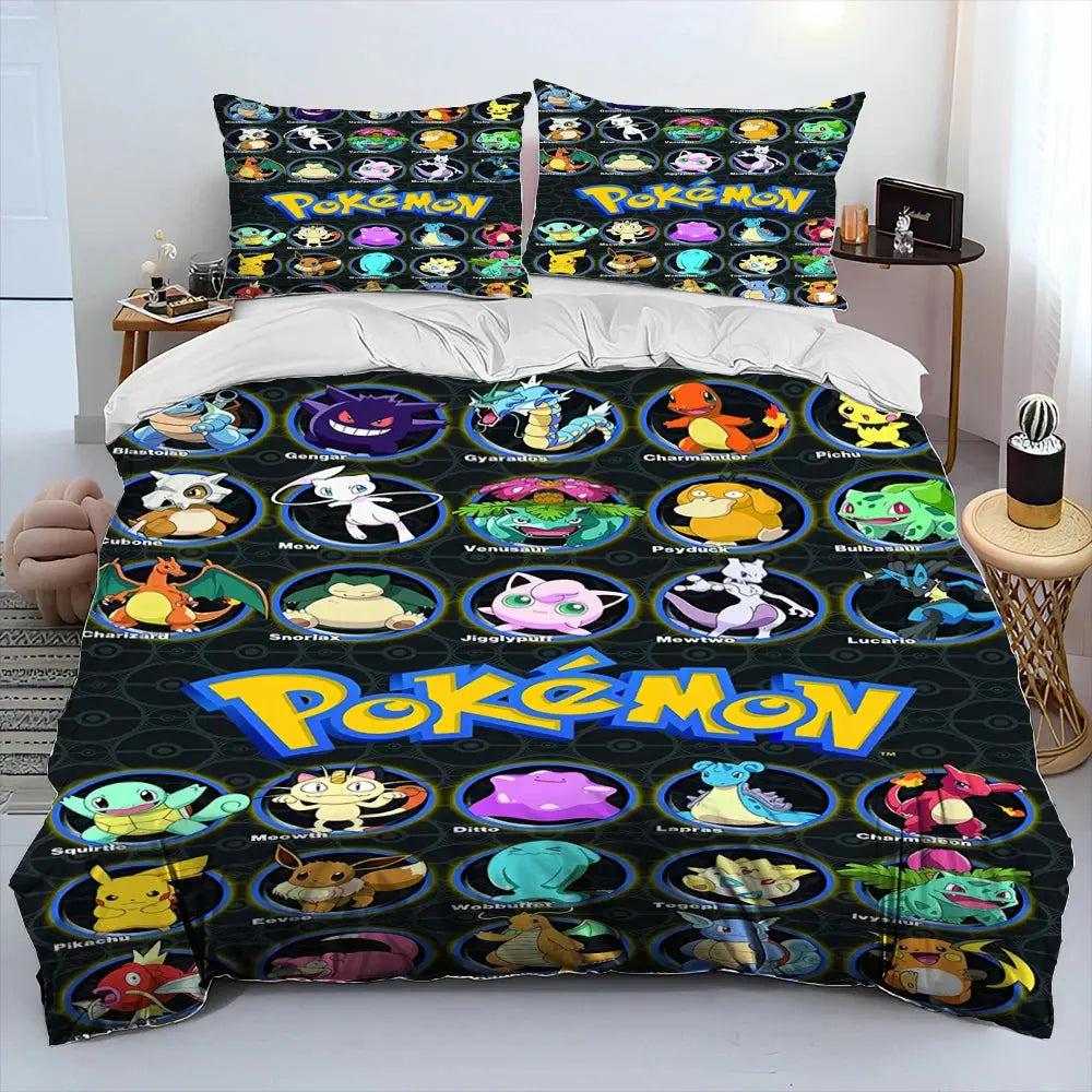 Pikachu Pokémon 3D Bedding Set – Duvet Cover & Pillowcase for Kids Trikidsworld