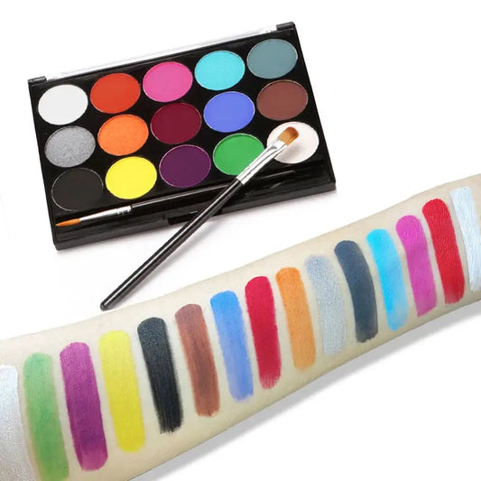 Water-soluble 15 color face body paint palette cosmetic safe,non-toxic Christmas Halloween Makeup Face Painting Cosplay Makeup Trikidsworld