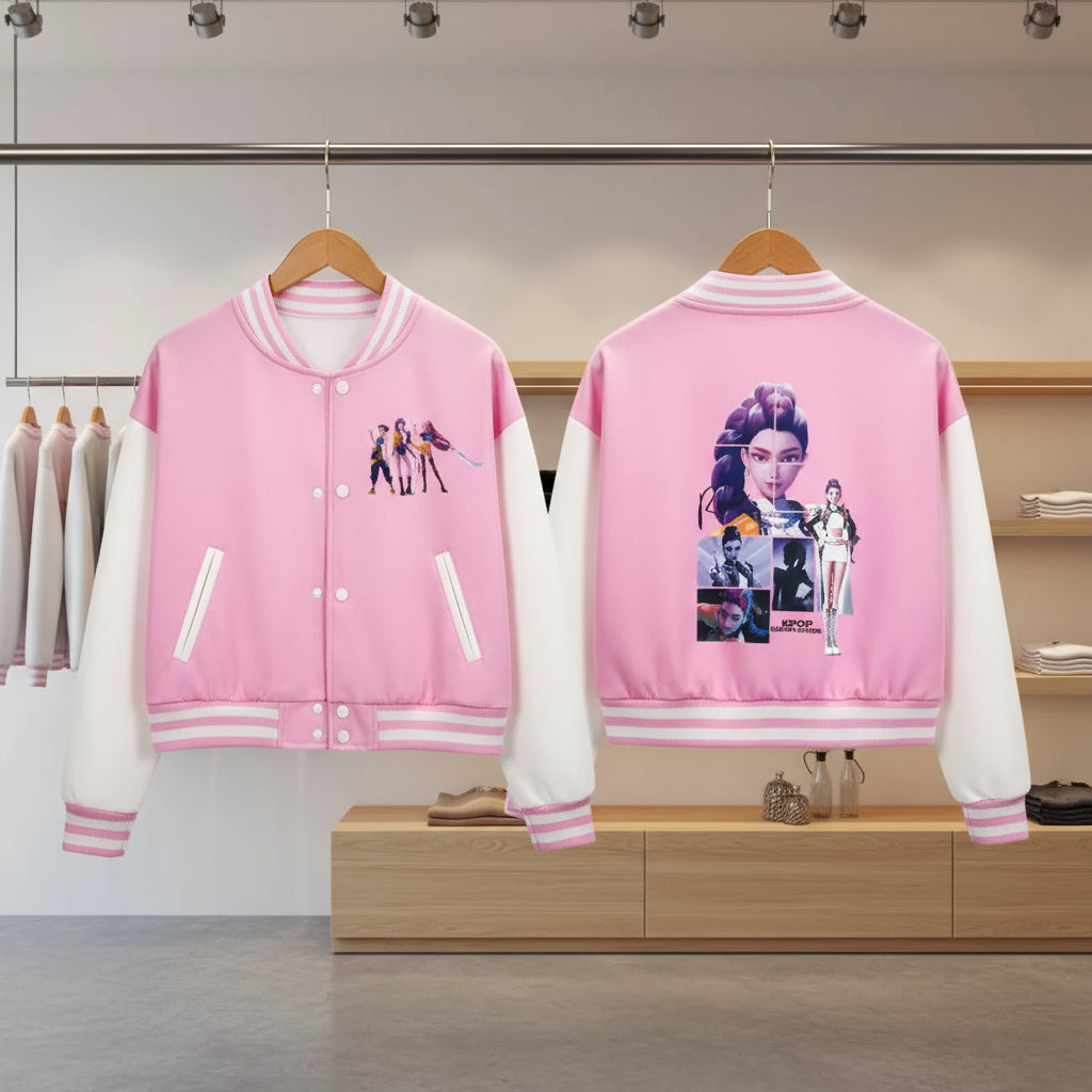 Kids Cartoon KPop Demon Hunters Huntrix Printed Baseball Uniform Hoodie + Pants Spring/Fall Clothing Boys and Girls Tracksuit Trikidsworld