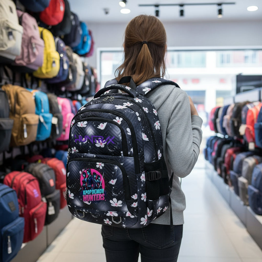 KPop Demon Hunters Backpack Rumi Mira Zoey HUNTR/X Saja Boys Print Cartoon School Bag Large Capacity Student Travel Backpacks Trikidsworld