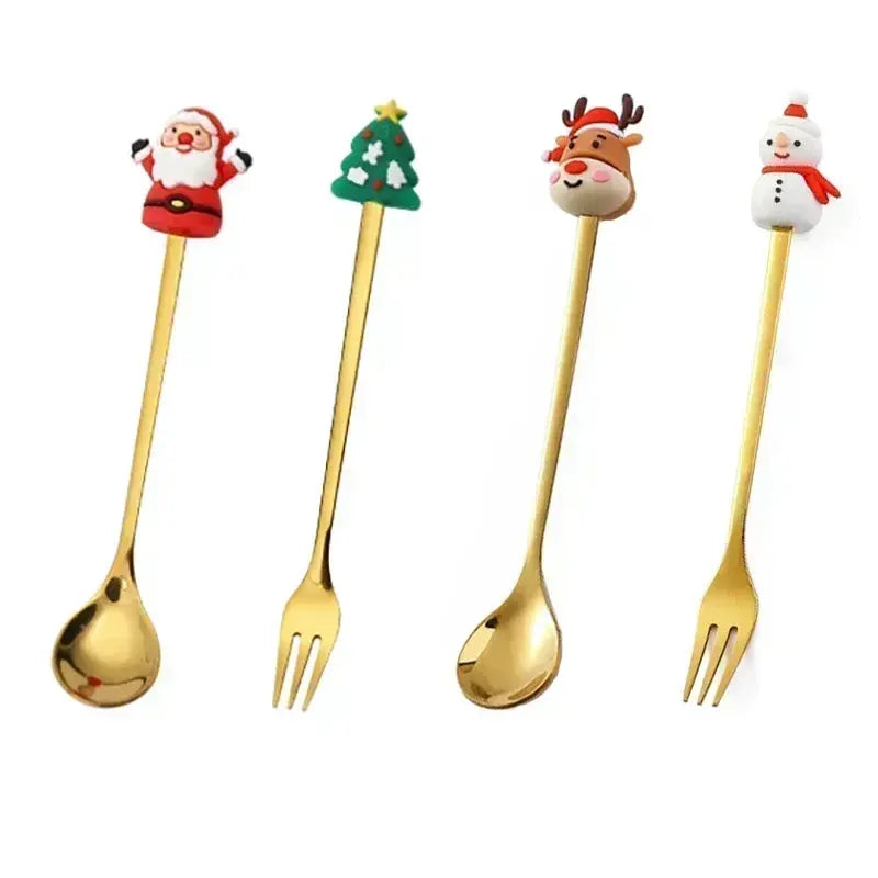 Christmas Decorations Home Christmas Table Decor Stainless SpoonsFork Cutlery Set Elk Xmas Tree New Year 2026 Navidad 2025 Gifts Trikidsworld