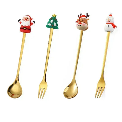 Christmas Decorations Home Christmas Table Decor Stainless SpoonsFork Cutlery Set Elk Xmas Tree New Year 2026 Navidad 2025 Gifts Trikidsworld