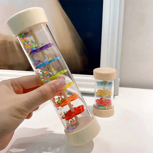 Montessori  Baby Rain Stick Rainbow Hourglass Rain Music Rattle Baby Educational Toy Rainmaker Montessori Sensory Toys for Kids Trikidsworld