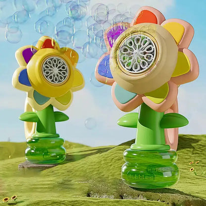 Bubble Machine Toy Electric Automatic Sunflower Shaking Head Adjustment Light Dancing One Key Bubble Maker Toy For Kids Trikidsworld