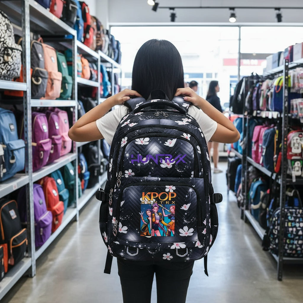KPop Demon Hunters Backpack Rumi Mira Zoey HUNTR/X Saja Boys Print Cartoon School Bag Large Capacity Student Travel Backpacks Trikidsworld