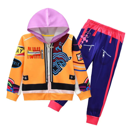 Anime Kpop Demon Hunters Kids Clothing Set Girl Rumi Mira Zoey Print Long Sleeve Tops+Pants 2pcs Set Halloween Carnaval Outfi Trikidsworld