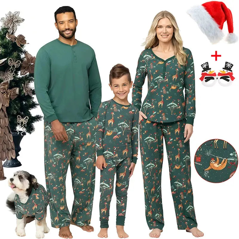 Animal Print Family Matching Outfits Top Pants Christmas Pajamas Mother Daughter Kids Family Look Pjs Sibling Children Sleepwear Trikidsworld