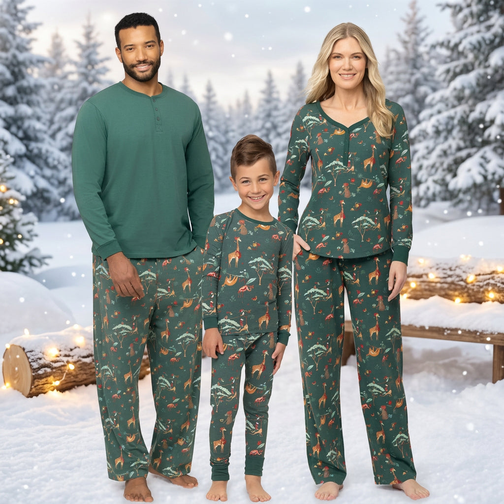 Animal Print Family Matching Outfits Top Pants Christmas Pajamas Mother Daughter Kids Family Look Pjs Sibling Children Sleepwear Trikidsworld