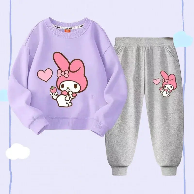 Autumn Baby Girl Clothes Set Children Sanrio My Melody Cartoon Print Sweatshirt and Pants 2 Pieces Suit Kid Long Sleeved Suit Trikidsworld
