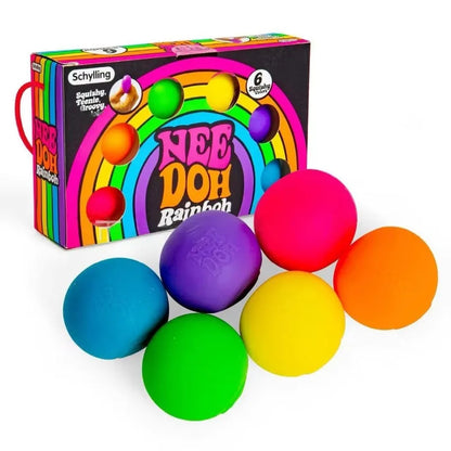 Schylling Rainbow Teenie NeeDoh Stress Balls – 6 Pack