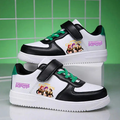 Childrens Sneakers KPop Demon Hunters Kids Skateboarding Tennis Shoes Girls White Shoes Soft Flat Student Versatile Casual Shoe Trikidsworld