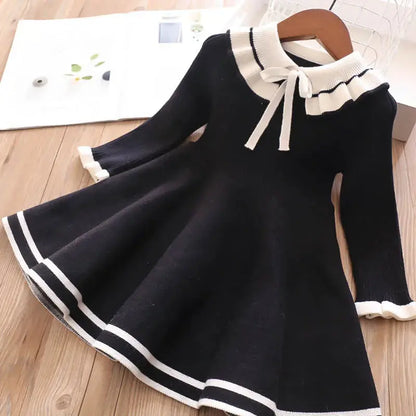 New girl baby sweater knitted dress  children warm Sweater dress for girls infant casual pure color Pleated princess dress Trikidsworld