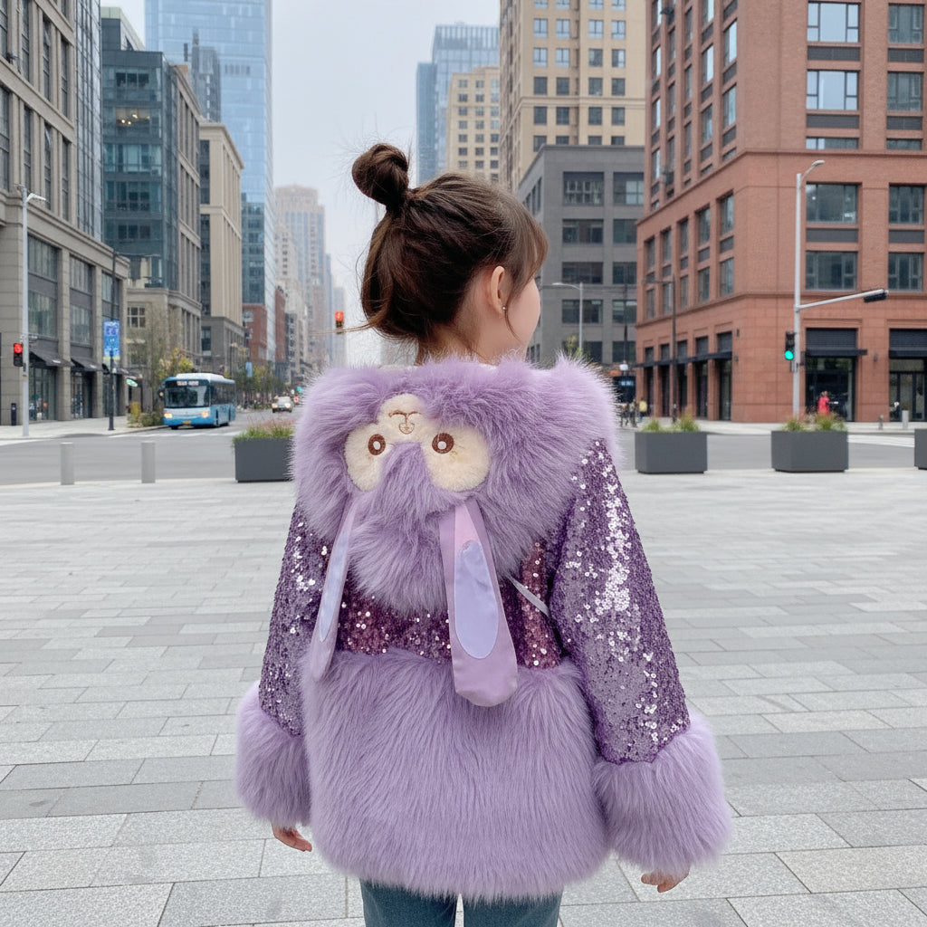 Cute Stellalous Girl Fur Coat Plush Jacket Fashion Hooded Padded Jacket Winter Teen Thick Warm Fur Coat Outerwear Christmas Gift Trikidsworld