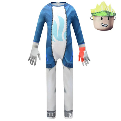 New Kids ROBLOXing Cosplay Costume with Mask Boys Girls Anime Funny Party Bodysuit Halloween Carnival Fancy Dress Jumpsuits+mask Trikidsworld
