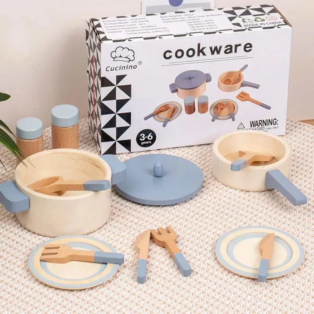 Wooden Mini Kitchen Playset – Pretend Cookware for Kids Trikidsworld