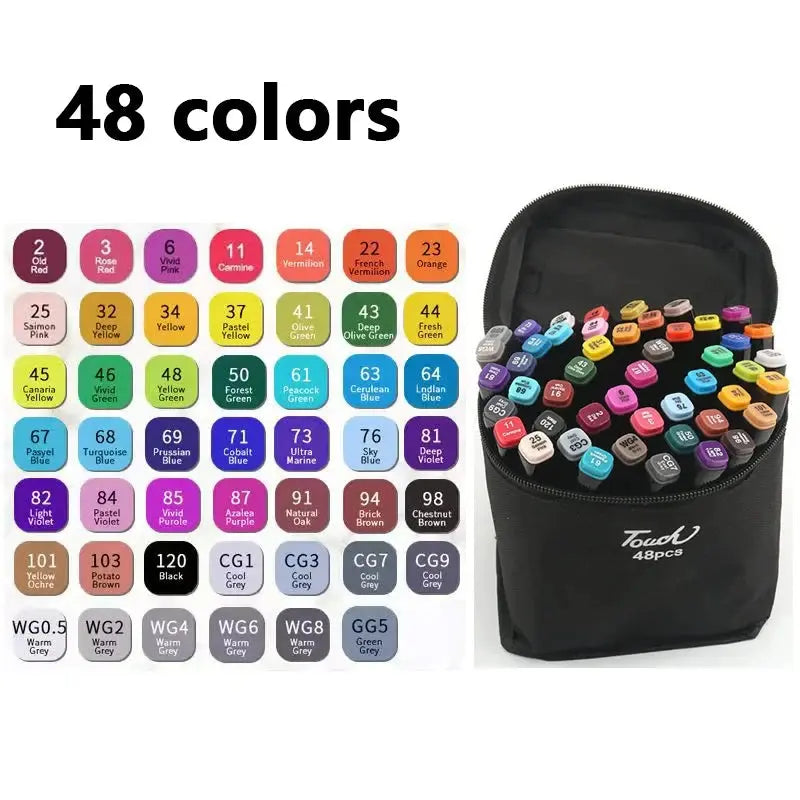 24-80 Colors Double Headed Oily Art Marker Pen Set for Drawing Trikidsworld