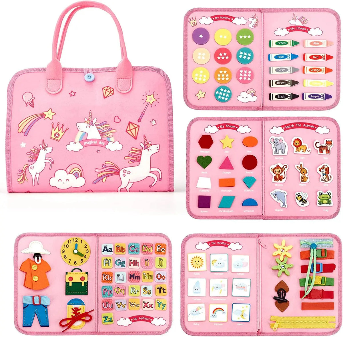 Montessori Toddler Busy Board,Autism Sensory Toys，Educational Activity Motor Skills Baby, Life Skills Learning Toys for Kids Trikidsworld