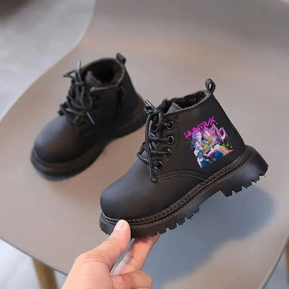 Kpop Demon Hunters Winter Shoes Children's Short Boots Outdoors Velvet Kids Boots For Girls Anti-slip Thick Bottom Warm Boots Trikidsworld