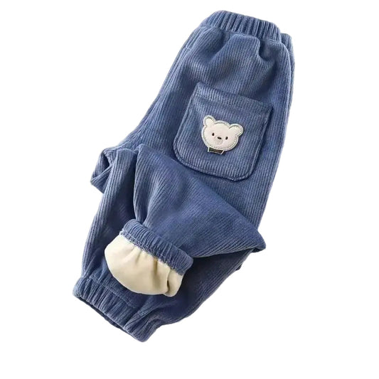 Kids Warm Pants Autumn Winter Girls Thicken Trousers Baby Boys Cute Bear Print Children Casual Harem Pants Trikidsworld