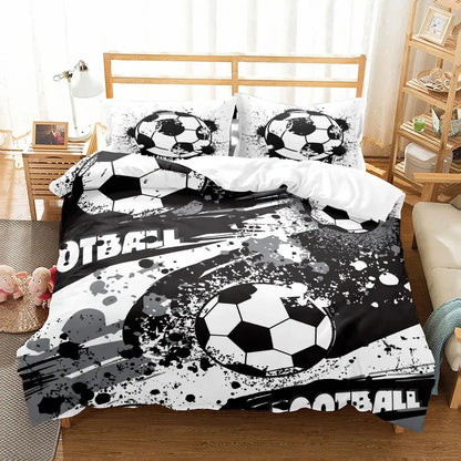 Watercolor Soccer Children Duvet Cover Set King Queen Double Full Twin Single Size Bed Linen Set Trikidsworld